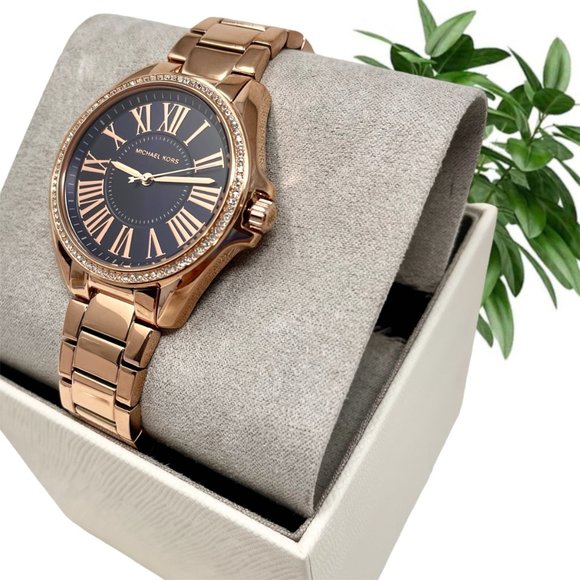 NWT MICHAEL KORS Kacie Rose-Gold Tone Navy Dial Crystals MK6930 Watch main image 11